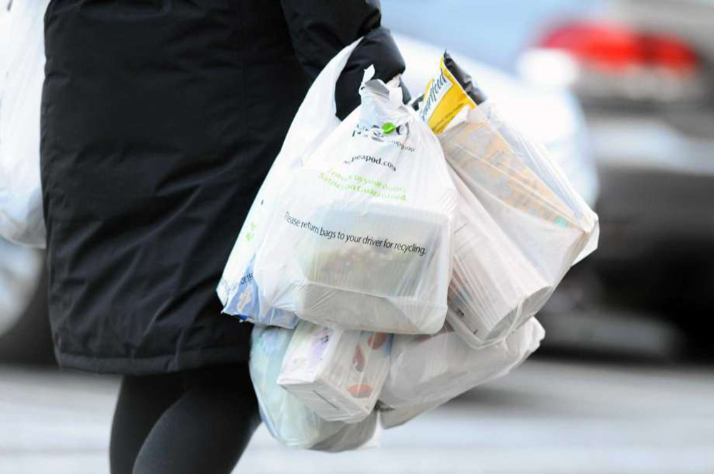 Plastic bags on the way out